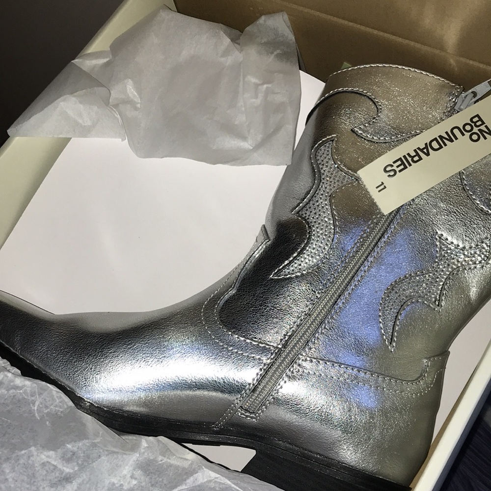 Silver Short Bling Country Western Ankle Boots NIB